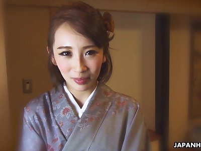 Japanese kimono young gentleman Aya Kisaki wanna some sensual masturbation